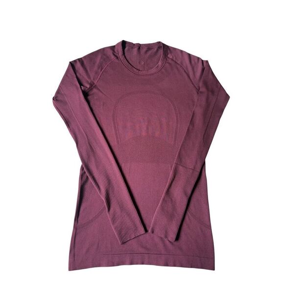 Lululemon Swiftly Tech Long Sleeve size 6 Cassis Red Marsala Athletic Top - Picture 5 of 10
